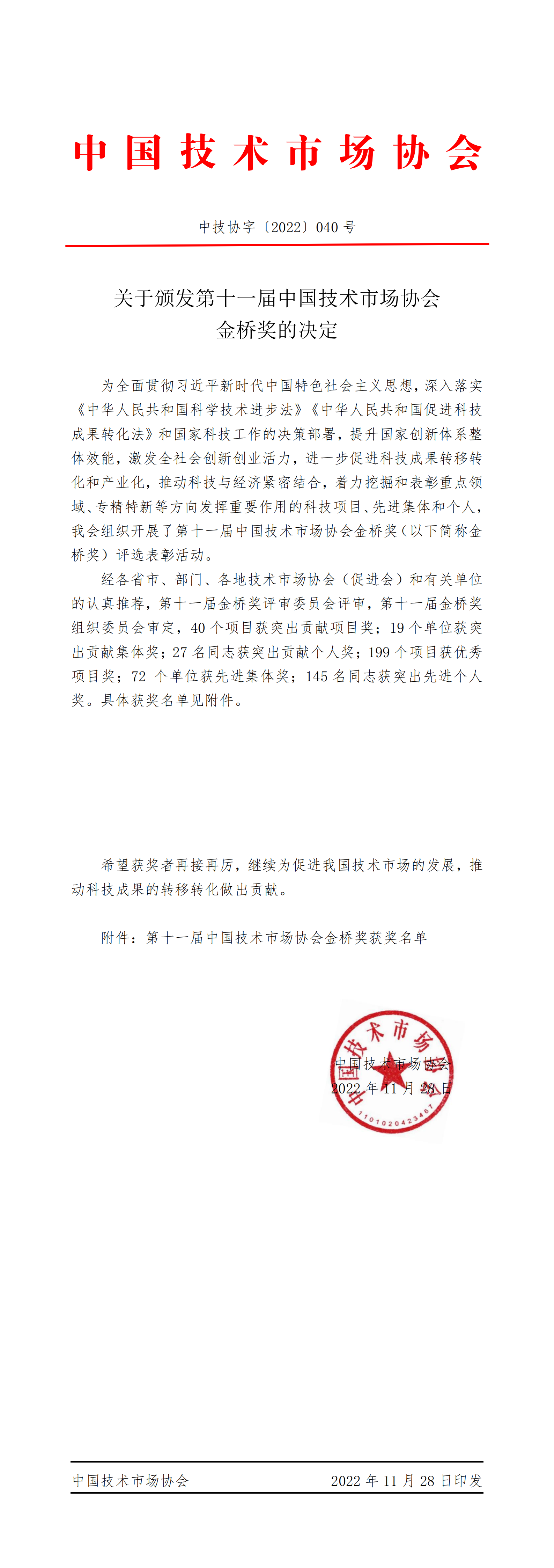 2022040关于颁发第十一届中国技术市场协会金桥奖的决定_00.png